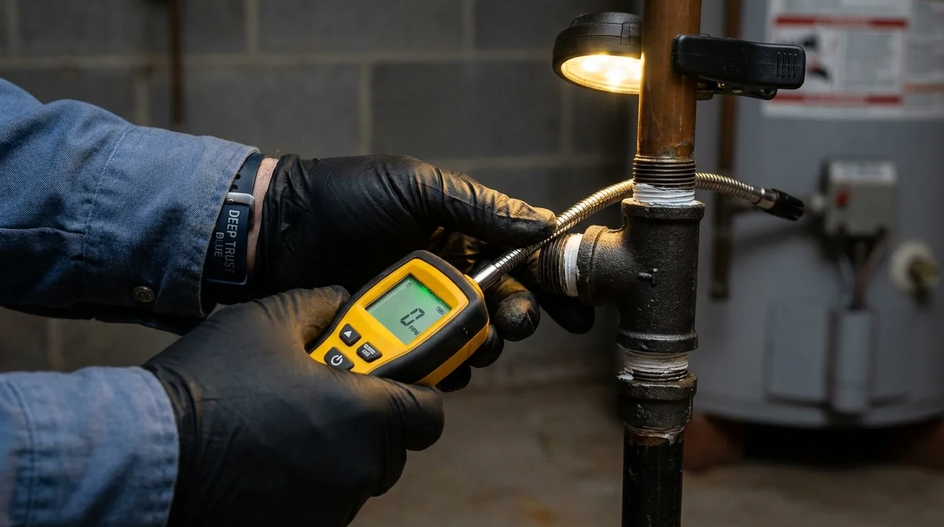 Gas leak detection with electronic sniffer by Johns Plumbing LLC in Grand Rapids