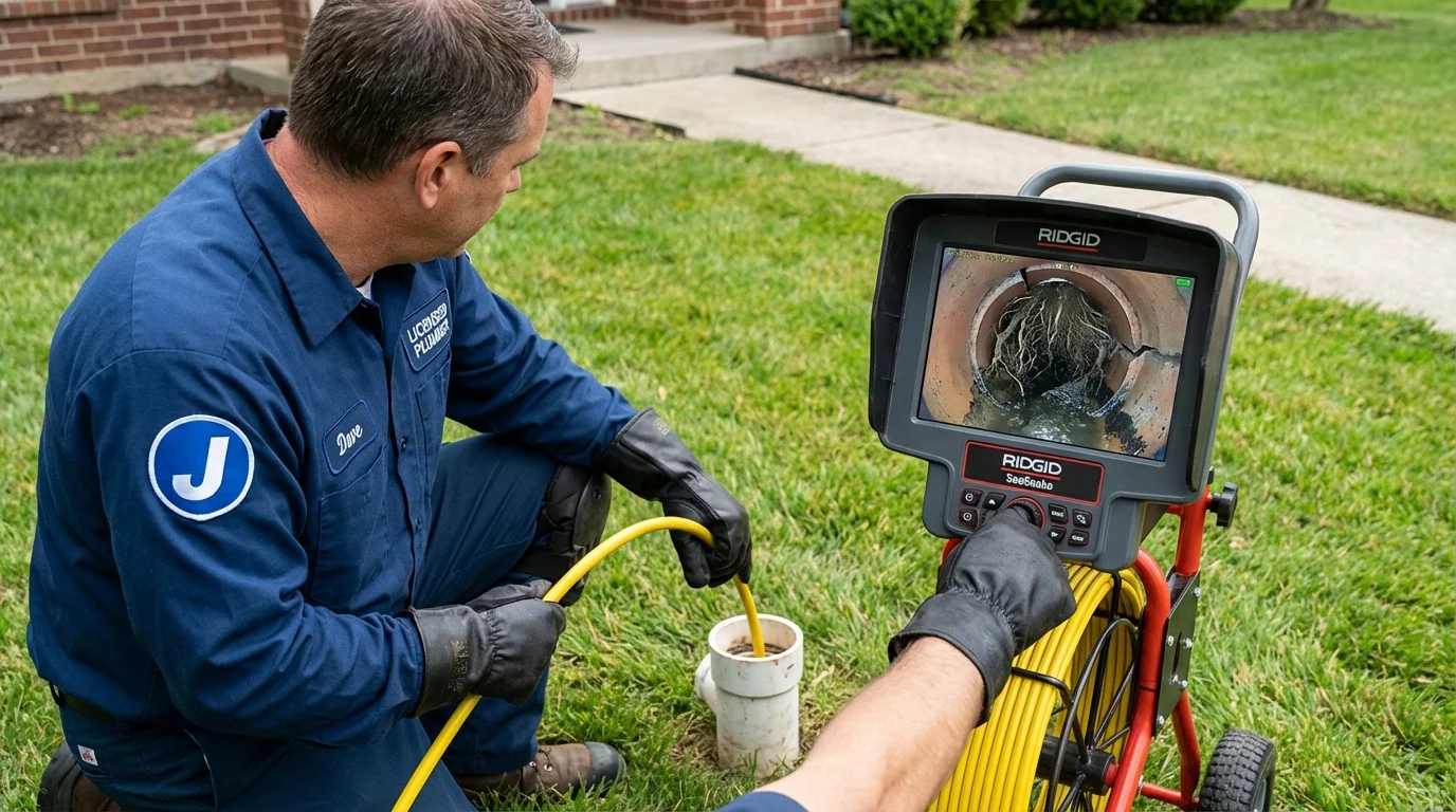 Sewer camera inspection being performed by Johns Plumbing LLC in Grand Rapids