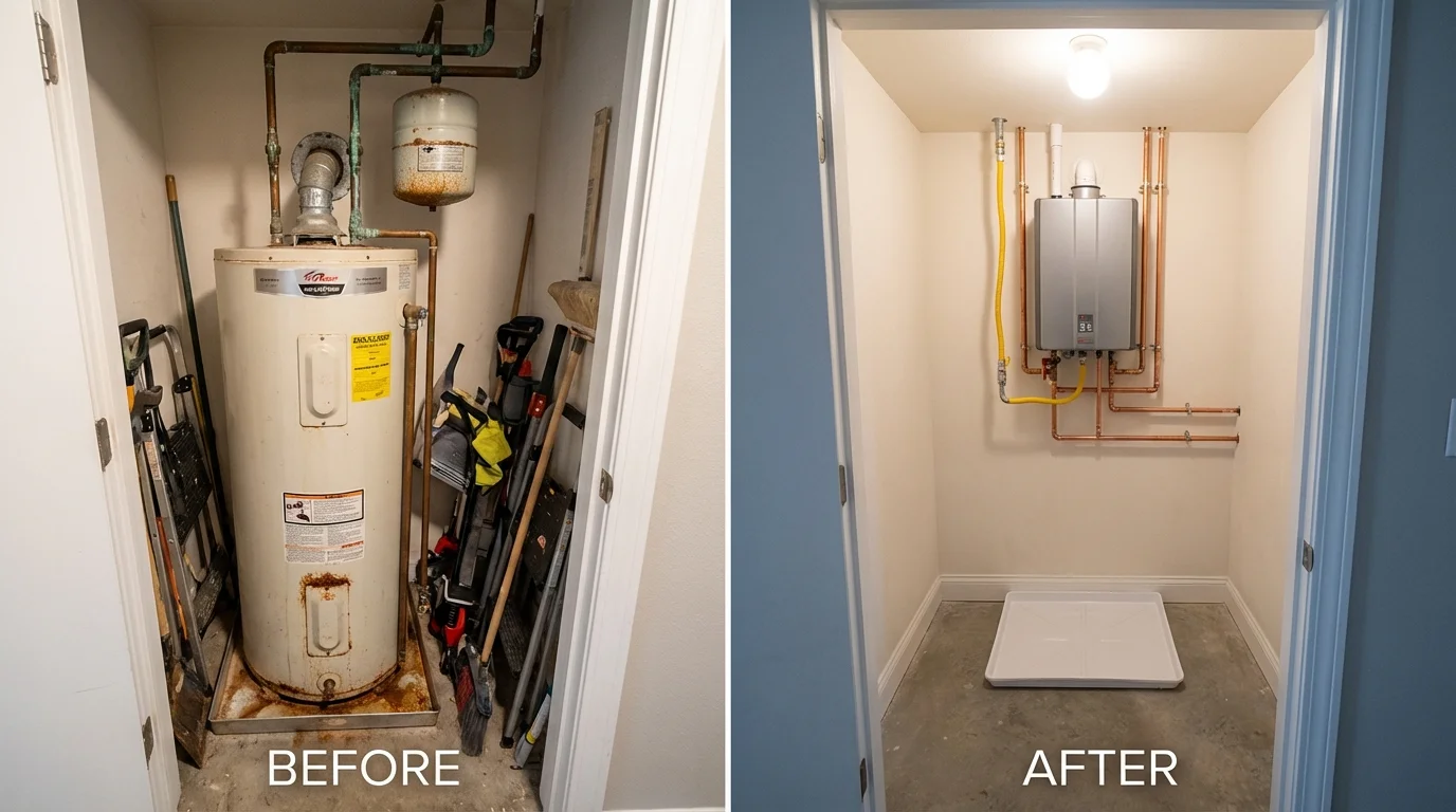 Tank water heater versus wall-mounted tankless unit comparison for Grand Rapids, MI homeowners